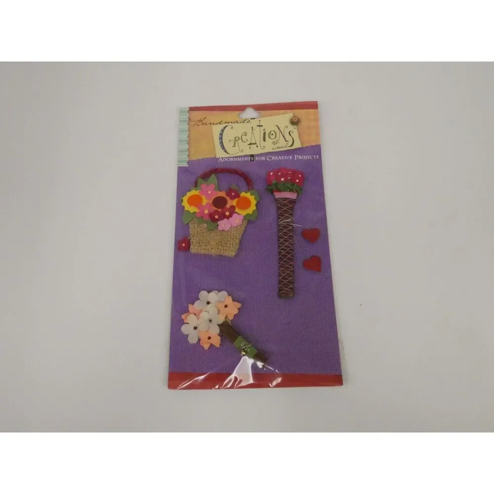 Handmade Creations Flower Bouquet Craft Embellishments 3 Pack NOS Sealed